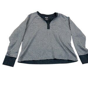 Duluth Womens Shirt 2XL Henley Long-Sleeve Cotton Polyester Striped Pullover